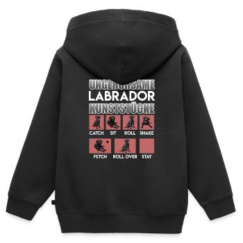 Labrador Besitzer UNGEHORSAME LABRADOR - Kinder Premium Organic Zip Hoodie - Schwarz - Hinten - AI Model Kid Male (0cm)