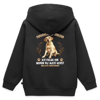 Labrador Liebhaber Persönlicher Stalker Labrador - Kinder Premium Organic Zip Hoodie - Schwarz - Hinten - AI Model Kid Male (0cm)