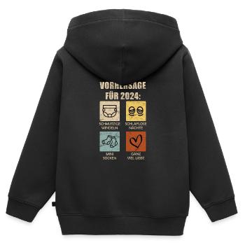 Werdende Eltern 2024 Vorhersage 2024 - Kinder Premium Organic Zip Hoodie - Schwarz - Hinten - AI Model Kid Male (0cm)