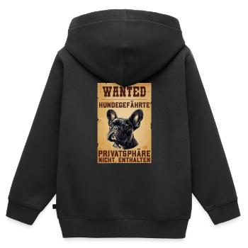 Französische Bulldogge Besitzer WANTED Lustiges - Kinder Premium Organic Zip Hoodie - Schwarz - Hinten - AI Model Kid Male (0cm)
