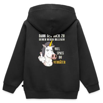 Kollege Dann Geh doch zu deinen Neuen Kollegen - Kinder Premium Organic Zip Hoodie - Schwarz - Hinten - AI Model Kid Male (0cm)
