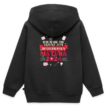 Maturantin Die Lizenz zum Besserwissen Matura - Kinder Premium Organic Zip Hoodie - Schwarz - Hinten - AI Model Kid Male (0cm)