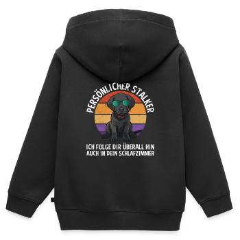 Labrador Liebhaber Persönlicher Stalker Labrador - Kinder Premium Organic Zip Hoodie - Schwarz - Hinten - AI Model Kid Male (0cm)