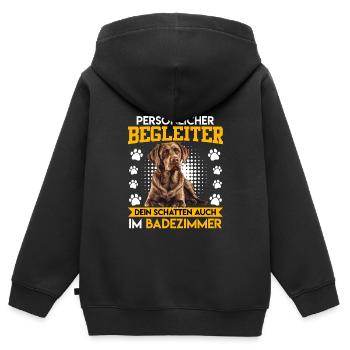 Labrador PERSÖNLICHER BEGLEITER zum Badezimmer - Kinder Premium Organic Zip Hoodie - Schwarz - Hinten - AI Model Kid Male (0cm)