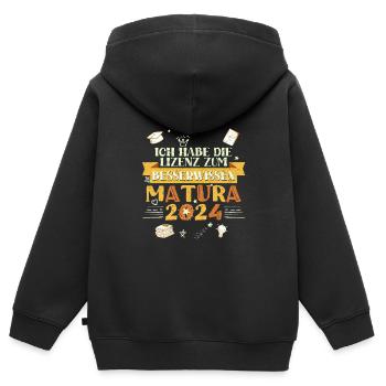 Maturantin Die Lizenz zum Besserwissen Matura - Kinder Premium Organic Zip Hoodie - Schwarz - Hinten - AI Model Kid Male (0cm)