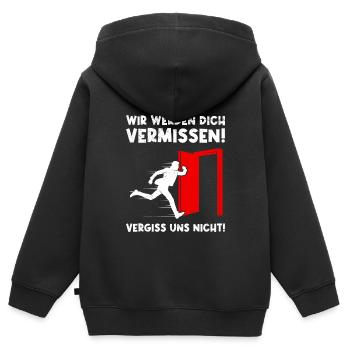 Abschied Wir werden Dich Vermissen Kollegen - Kinder Premium Organic Zip Hoodie - Schwarz - Hinten - AI Model Kid Male (0cm)