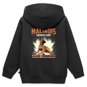 MALINOIS HERRSCHER ALLER VIERBEINER Malinois - Kinder Premium Organic Zip Hoodie - Schwarz - Hinten - AI Model Kid Male (0cm)