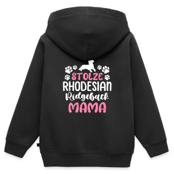 Ridgeback STOLZE RHODESIAN RIDGEBACK MAMA - Kinder Premium Organic Zip Hoodie - Schwarz - Hinten - AI Model Kid Male (0cm)
