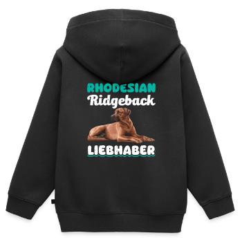 Ridgeback Besitzer RHODESIAN RIDGEBACK LIEBHABER - Kinder Premium Organic Zip Hoodie - Schwarz - Hinten - AI Model Kid Male (0cm)