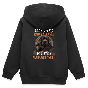 Neufundländer GROSS PELZIG UND KEIN BÄR Lustiges - Kinder Premium Organic Zip Hoodie - Schwarz - Hinten - AI Model Kid Male (0cm)