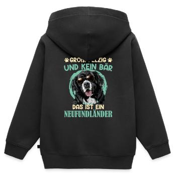 Neufundländer GROSS PELZIG UND KEIN BÄR Lustiges - Kinder Premium Organic Zip Hoodie - Schwarz - Hinten - AI Model Kid Male (0cm)