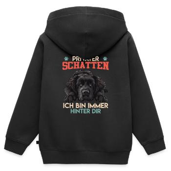 Newfie PRIVATER SCHATTEN BIN IMMER HINTER DIR - Kinder Premium Organic Zip Hoodie - Schwarz - Hinten - AI Model Kid Male (0cm)