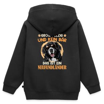 Neufundländer GROSS PELZIG UND KEIN BÄR Lustiges - Kinder Premium Organic Zip Hoodie - Schwarz - Hinten - AI Model Kid Male (0cm)