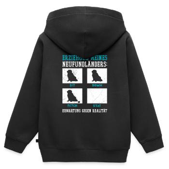 Hundetraining ERZIEHUNG MEINES NEUFUNDLÄNDERS - Kinder Premium Organic Zip Hoodie - Schwarz - Hinten - AI Model Kid Male (0cm)