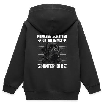 Newfie PRIVATER SCHATTEN BIN IMMER HINTER DIR - Kinder Premium Organic Zip Hoodie - Schwarz - Hinten - AI Model Kid Male (0cm)