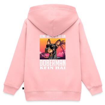 Doberman KEINE ANGST EIN DOBERMAN KEIN HAI - Kinder Premium Organic Zip Hoodie - Rosa - Hinten - AI Model Kid Female (0cm)