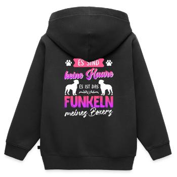Boxer Hund KEINE HAARE FUNKELN MEINES BOXERS - Kinder Premium Organic Zip Hoodie - Schwarz - Hinten - AI Model Kid Male (0cm)