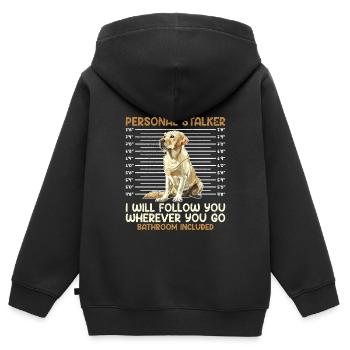 Labrador Liebhaber Persönlicher Stalker Labrador - Kinder Premium Organic Zip Hoodie - Schwarz - Hinten - AI Model Kid Male (0cm)