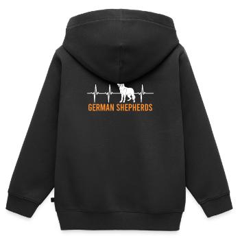 German Shepherd HEARTBEAT German Shepherds - Kids Premium Organic Zip-up Hoodie - black - Back - AI Model Kid Male (0cm)