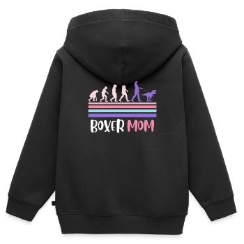 BOXER MOM Chien Propriétaire Boxer Allemand - Sweat Premium à capuche zippé enfant bio - noir - Dos - AI Model Kid Male (0cm)
