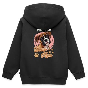 Boxer allemand PROUD BOXER MOM Boxer Propriétaire - Sweat Premium à capuche zippé enfant bio - noir - Dos - AI Model Kid Male (0cm)