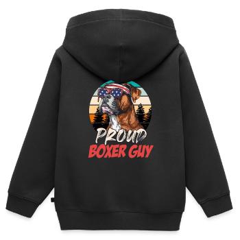 Boxer allemand PROUD BOXER GUY Boxer cool - Sweat Premium à capuche zippé enfant bio - noir - Dos - AI Model Kid Male (0cm)