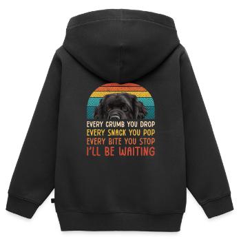 Newfie CHAQUE MIETTE QUE VOUS LAISSEZ TOMBER, CHAQUE COLLATION QUE VOUS FAITES ÉCLATER - Sweat Premium à capuche zippé enfant bio - noir - Dos - AI Model Kid Male (0cm)