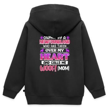 Hundemama OWNED BY A NEWFOUNDLAND Hundebesitzerin - Kinder Premium Organic Zip Hoodie - Schwarz - Hinten - AI Model Kid Male (0cm)