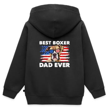 Boxer allemand BEST BOXER DAD EVER Boxer Chiens - Sweat Premium à capuche zippé enfant bio - noir - Dos - AI Model Kid Male (0cm)