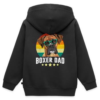 BOXER DAD Boxer allemand Dog Dad Boxer - Sweat Premium à capuche zippé enfant bio - noir - Dos - AI Model Kid Male (0cm)