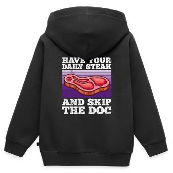 Fleisch fan a votre viande quotidienne skip doc - Sweat Premium à capuche zippé enfant bio - noir - Dos - AI Model Kid Male (0cm)