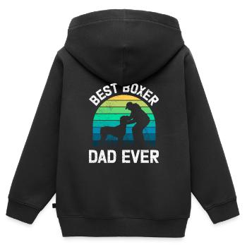 Boxer allemand BEST BOXER DAD EVER Boxer Chiens - Sweat Premium à capuche zippé enfant bio - noir - Dos - AI Model Kid Male (0cm)