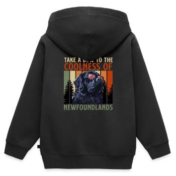 Neufundländer BOW TO THE COOLNESS OF - Kinder Premium Organic Zip Hoodie - Schwarz - Hinten - AI Model Kid Male (0cm)