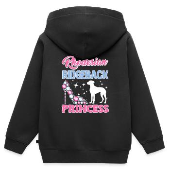 RHODESIAN RIDGEBACK PRINCESS Ridgeback Besitzer - Kinder Premium Organic Zip Hoodie - Schwarz - Hinten - AI Model Kid Male (0cm)
