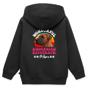 Ridgeback WONDERFUL RHODESIAN RIDGEBACK MOM - Kinder Premium Organic Zip Hoodie - Schwarz - Hinten - AI Model Kid Male (0cm)