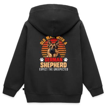 Hundepapa OLD MAN WITH A GERMAN SHEPHERD - Kids Premium Organic Zip-up Hoodie - black - Back - AI Model Kid Male (0cm)