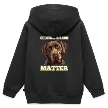 Labrador brun CHOCOLATE LABS MATTE Labrador - Sweat Premium à capuche zippé enfant bio - noir - Dos - AI Model Kid Male (0cm)