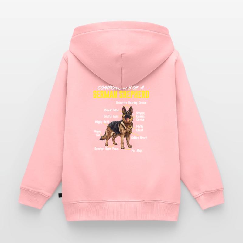 Schäferhund KOMPONENTEN EINES DEUTSCHEN Kinder Premium Organic Zip Hoodie