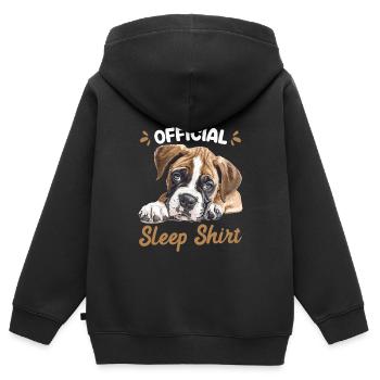 Deutscher Boxer OFFICIAL SLEEP SHIRT Boxer - Kinder Premium Organic Zip Hoodie - Schwarz - Hinten - AI Model Kid Male (0cm)
