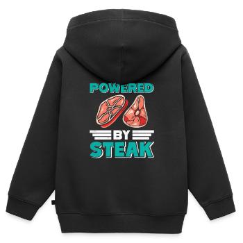 AMATEURS DE VIANDE PROPULSÉS PAR STEAK Fun - Sweat Premium à capuche zippé enfant bio - noir - Dos - AI Model Kid Male (0cm)