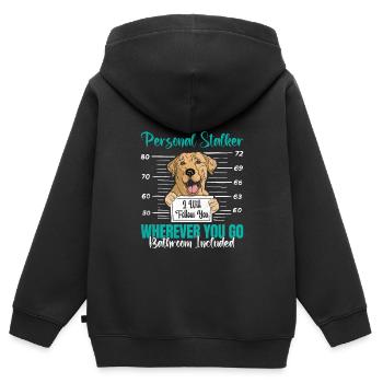 Labrador Fan PERSONAL STALKER Drôle - Sweat Premium à capuche zippé enfant bio - noir - Dos - AI Model Kid Male (0cm)