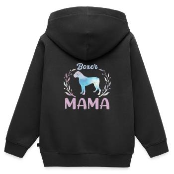 BOXER MOM Boxer allemand Chien Maman Boxer Boxer - Sweat Premium à capuche zippé enfant bio - noir - Dos - AI Model Kid Male (0cm)