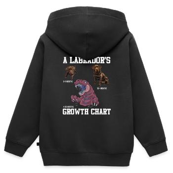 TABLEAU DE CROISSANCE DU Labrador Lovers - Sweat Premium à capuche zippé enfant bio - noir - Dos - AI Model Kid Male (0cm)