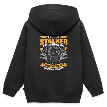 Labrador Retriever PERSONAL STALKER N’IMPORTE OÙ - Sweat Premium à capuche zippé enfant bio - noir - Dos - AI Model Kid Male (0cm)