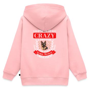 Berger allemand PAS FOU ALLEMAND SEHPHERD - Sweat Premium à capuche zippé enfant bio - rose - Dos - AI Model Kid Female (0cm)