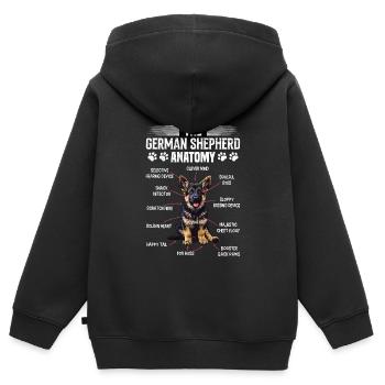 Schäferhund Fanartikel German Shepherd Anatomy - Kinder Premium Organic Zip Hoodie - Schwarz - Hinten - AI Model Kid Male (0cm)