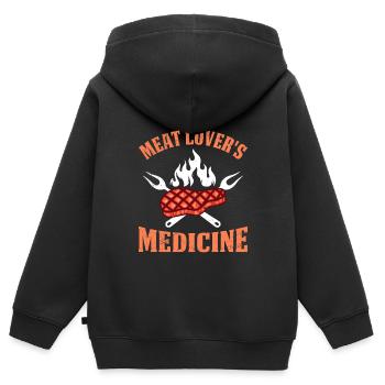 Fleisch Fan Meat Lover's Medicine Fleischfresser - Kinder Premium Organic Zip Hoodie - Schwarz - Hinten - AI Model Kid Male (0cm)
