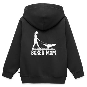 BOXER MAMA Boxer allemand Chien Maman Boxer - Sweat Premium à capuche zippé enfant bio - noir - Dos - AI Model Kid Male (0cm)