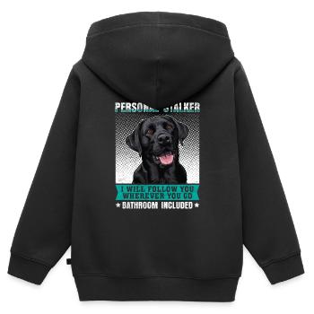 Fan du Labrador PERSONAL STALKER Chien du Labrador - Sweat Premium à capuche zippé enfant bio - noir - Dos - AI Model Kid Male (0cm)