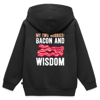 Fleischfresser My Two Hobbies Bacon and Wisdom - Kinder Premium Organic Zip Hoodie - Schwarz - Hinten - AI Model Kid Male (0cm)